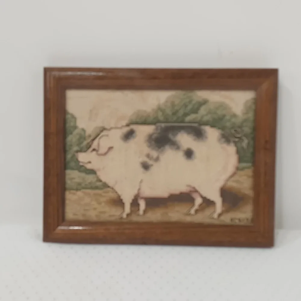 Hand Crafted Brown and Cream Pig Wall Art
